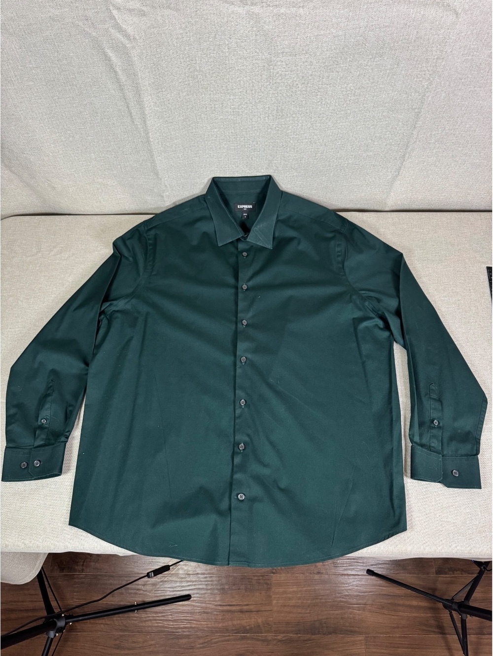 Express Slim Fit Men's Dress Shirt XL Dark Green
